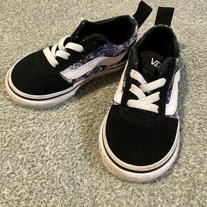 Vans Kids Black and White Floral-Accent Sneakers